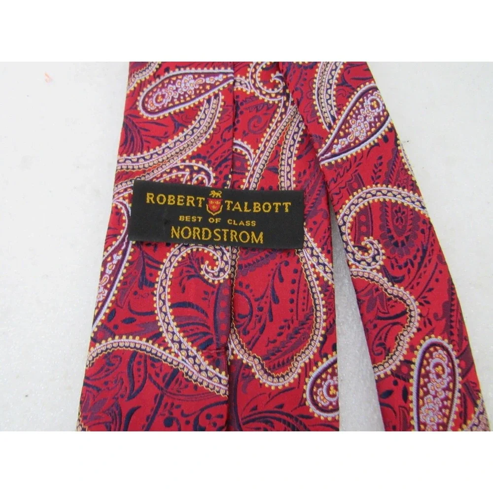 Robert Talbott for Nordstrom Silk Tie Best of Class Red Multicolor Paisley Woven